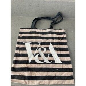 V&A Victoria and Albert Museum Tote Bag  Black and Pink striped Pattern
